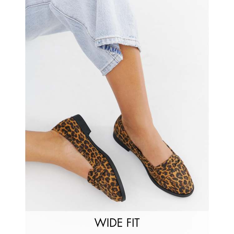 Leopard print flat shoes wide fit sale