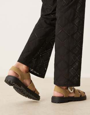 Asos Design Wide Fit Monarch Chunky Fisherman Sandals In Brown