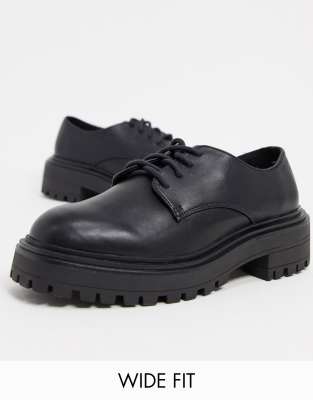 wide fit black lace up shoes