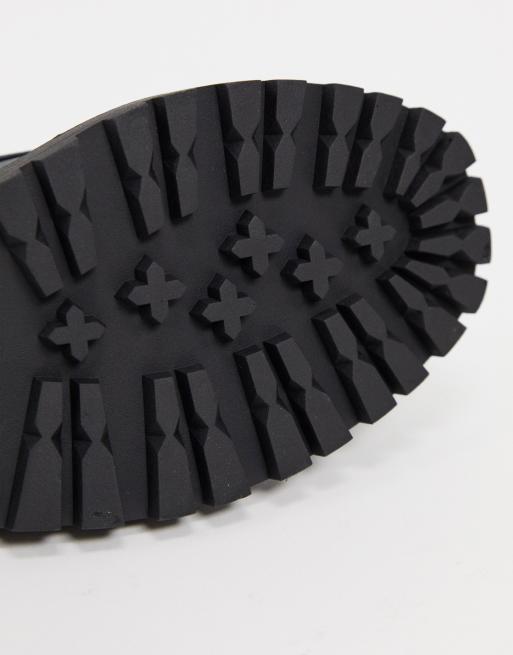 ASOS DESIGN Wide Fit Money chunky lace up flat shoes in black, 4 of 4