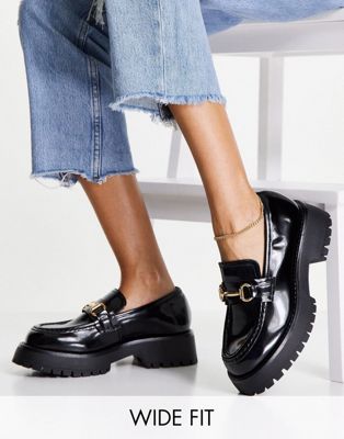 ASOS DESIGN Wide Fit Monster chunky loafers in black | ASOS