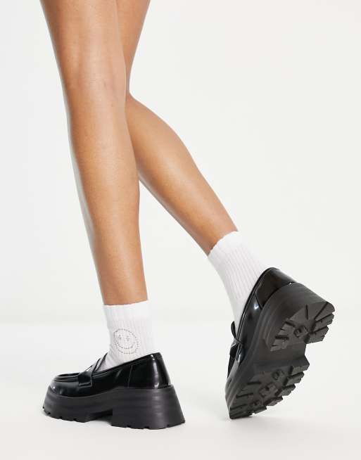 ASOS DESIGN Wide Fit Moonlight chunky loafers in black, 2 of 4