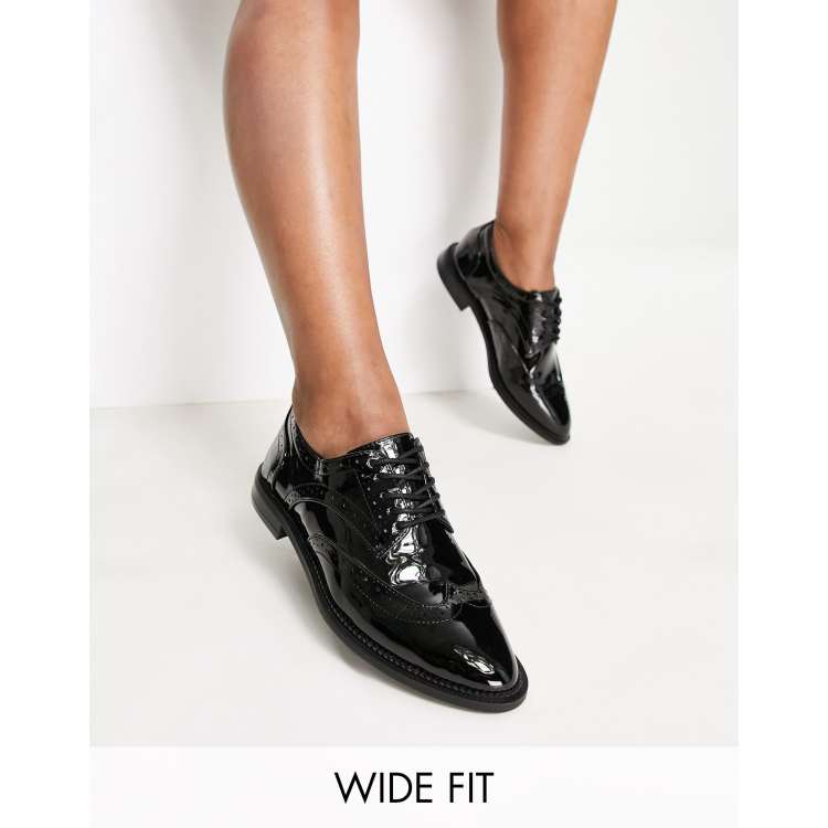 Women's black patent leather best sale oxford shoes