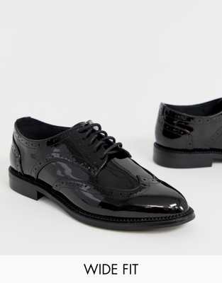 black patent platform brogues