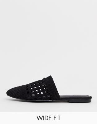 black woven mules