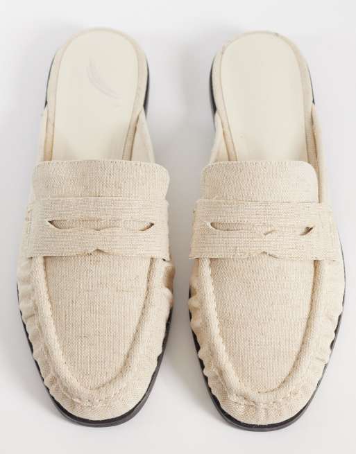ASOS DESIGN Wide Fit – Mouse – Loafer-Mules in Natur mit gerafftem Detail, weite Passform, 2 von 4