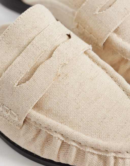 ASOS DESIGN Wide Fit – Mouse – Loafer-Mules in Natur mit gerafftem Detail, weite Passform, 4 von 4