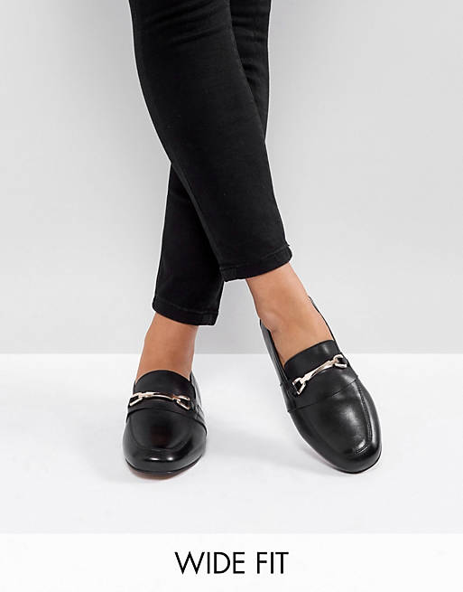 ASOS DESIGN Wide Fit Movement leather loafers