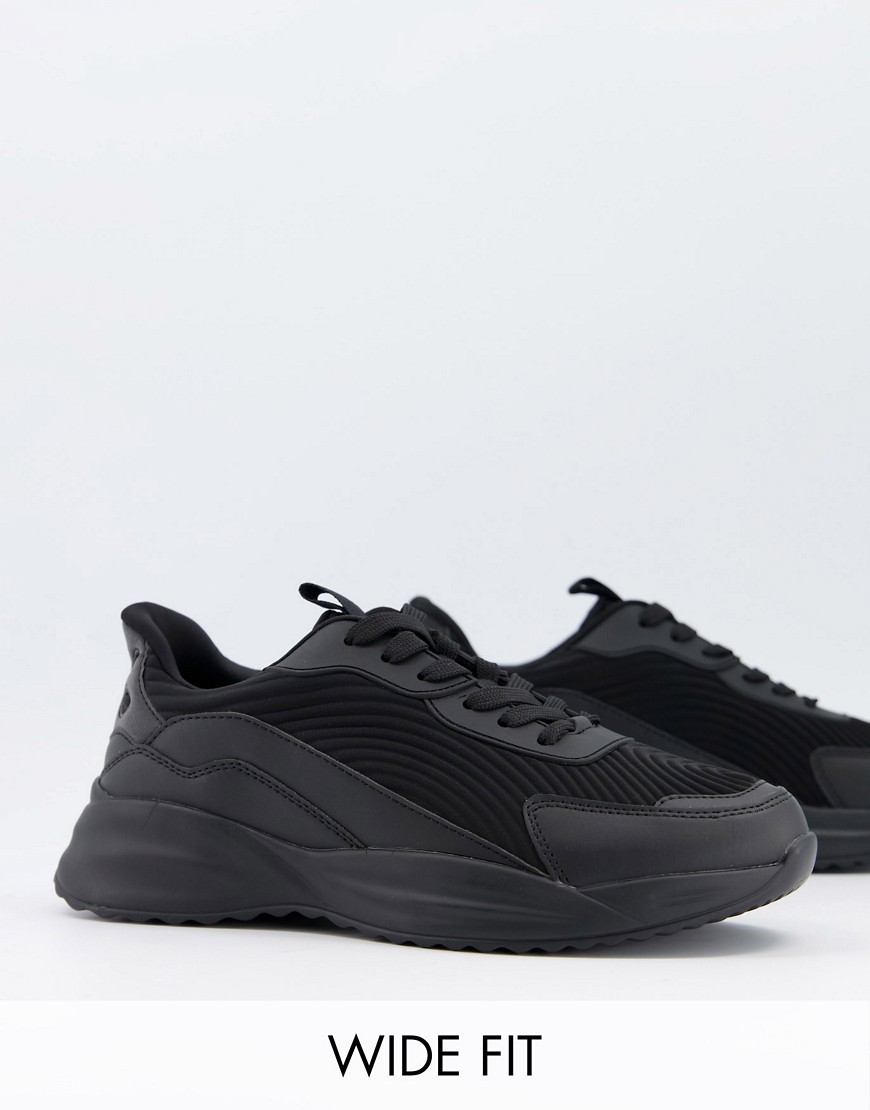ASOS DESIGN Wide Fit multi panel sneakers in black