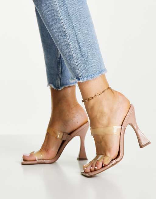 ASOS DESIGN Wide Fit Nasia heeled mules in clear, 3 of 4