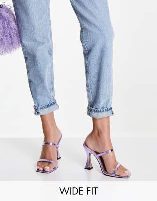 Asos Design Wide Fit Nasia Heeled Mules In Lilac-purple