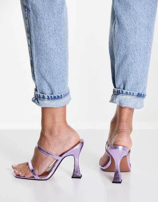 ASOS DESIGN Wide Fit Nasia heeled mules in lilac, 2 of 4
