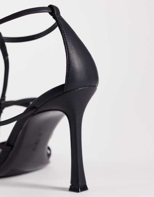 ASOS DESIGN Wide Fit Natalia caged t-bar high heel sandals in black, 2 of 4