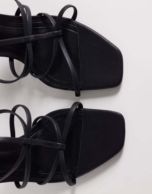 ASOS DESIGN Wide Fit Natalia caged t-bar high heel sandals in black, 3 of 4