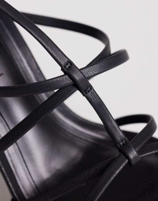 ASOS DESIGN Wide Fit Natalia caged t-bar high heel sandals in black, 4 of 4