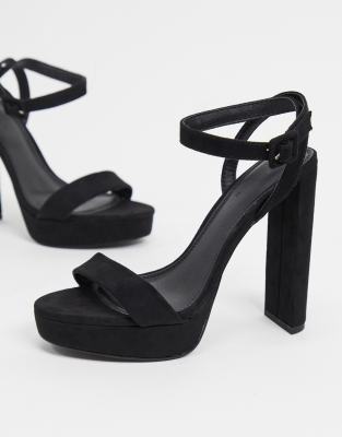black platform barely there heels