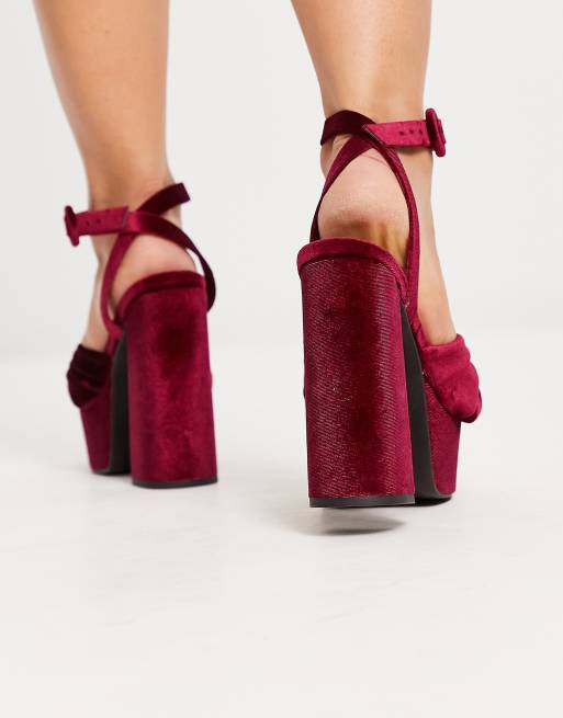 Wide fit burgundy heels sale