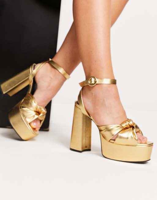 Gold platform hotsell heels wide fit