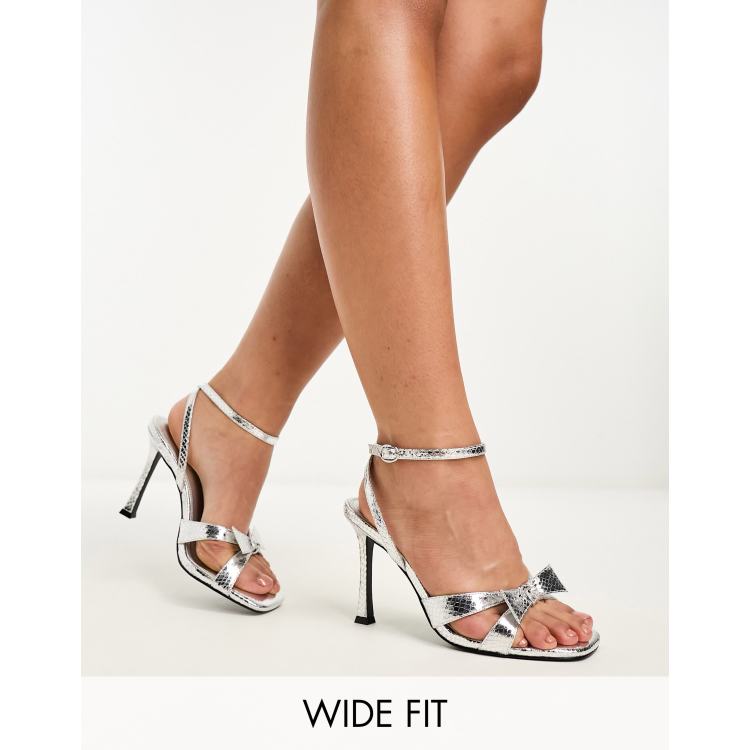 Silver strappy shop heels asos