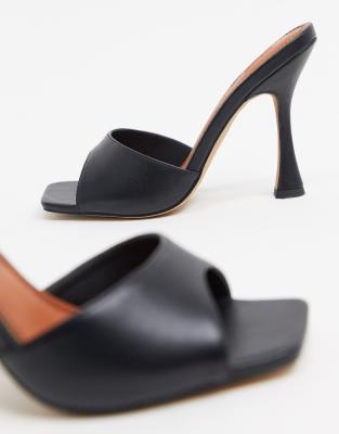 ASOS DESIGN Wide Fit Nero square toe mules in black | ASOS