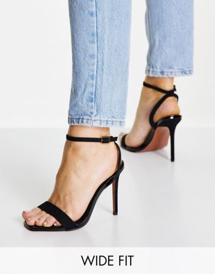 ASOS DESIGN Wide Fit Neva barely there heeled sandals in black