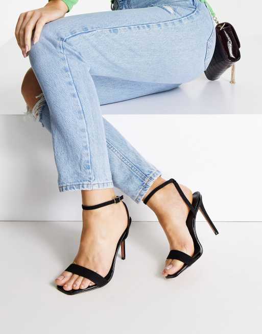 Asos black barely there heels best sale