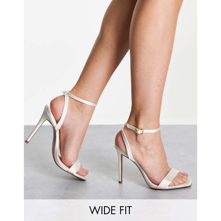 ASOS DESIGN Wide Fit Neva barely there heeled sandals in ivory