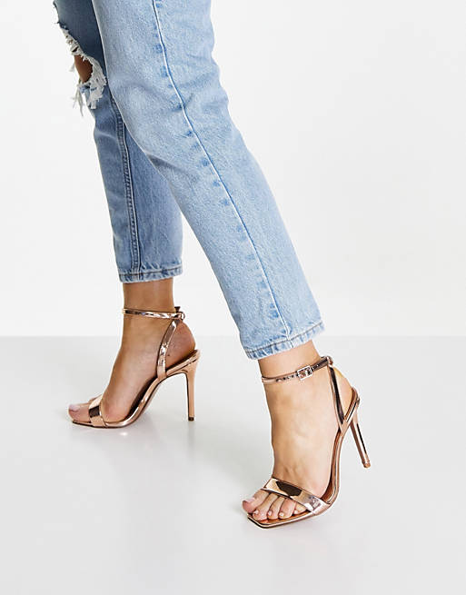 Women Sandals/Wide Fit Neva barely there heeled sandals in rose gold 
