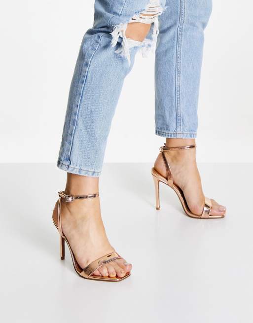 Rose gold pointed clearance toe barely there heels