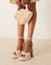 ASOS DESIGN Wide Fit Nikita knotted platform heeled sandals in gold