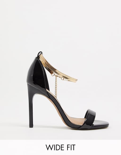 ASOS DESIGN Wide Fit Noah high-heeled sandals with chain ankle tie | ASOS