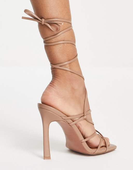 Beige lace cheap up heels