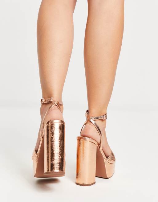 Rose gold on sale platform block heels