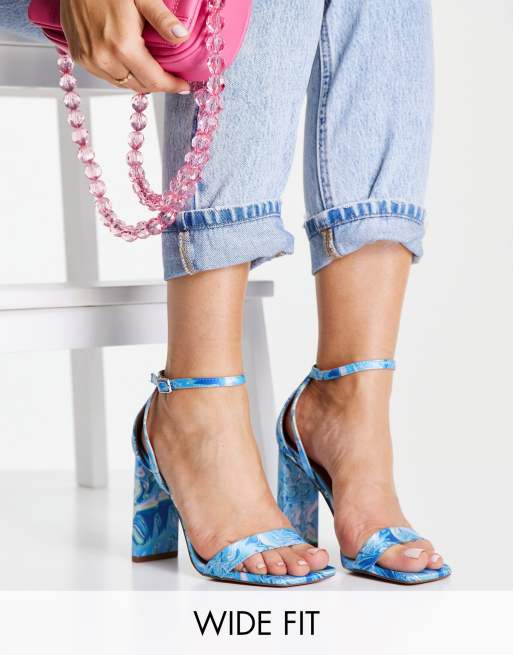 wide fit barely there block heels