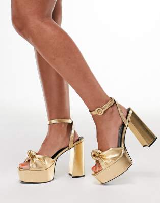 gold platform heels