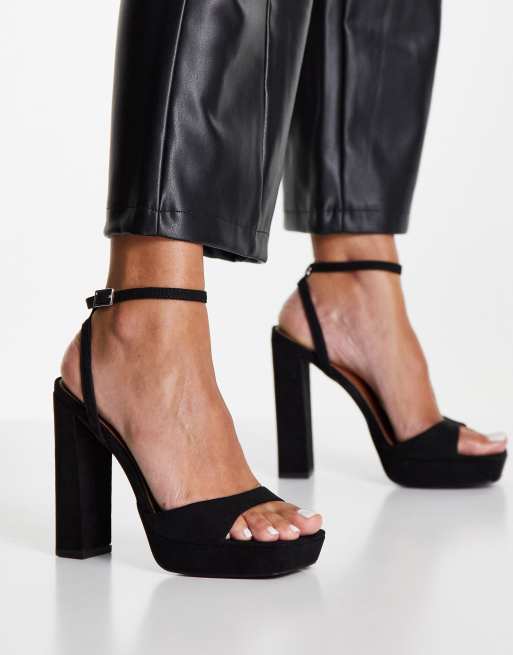 ASOS DESIGN Wide Fit - Noun - Sorte barely there-plateau-sandaler med blokhæl, 2 af 4