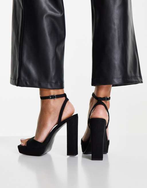 ASOS DESIGN Wide Fit - Noun - Sorte barely there-plateau-sandaler med blokhæl, 4 af 4