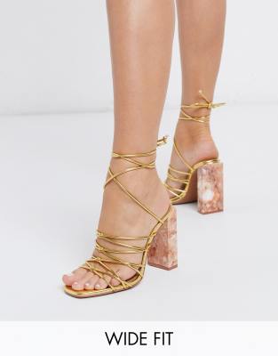asos gold strappy heels