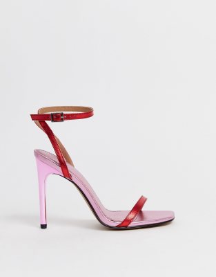 red barely there sandals