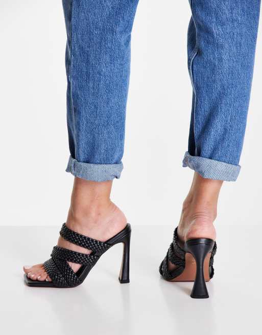 High block clearance heel mules