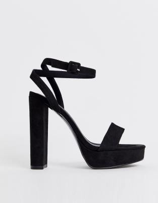 black platform barely there heels