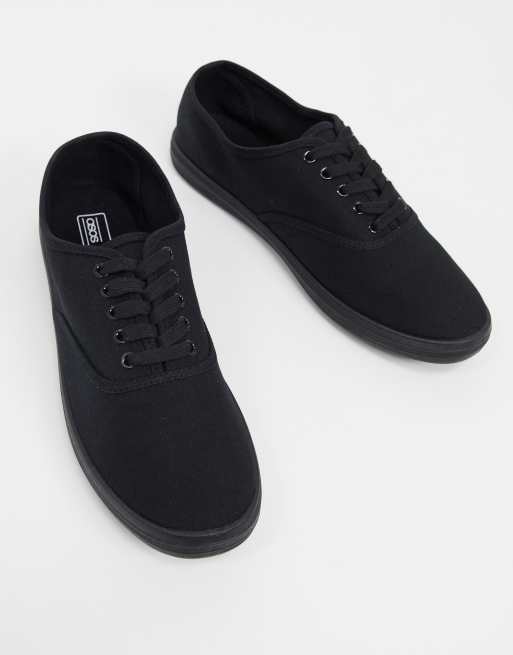 Wide fit 2025 black canvas shoes