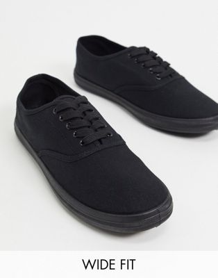 Wide Fit Black Canvas Shoes Deals | bellvalefarms.com