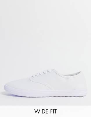 wide fit white plimsolls