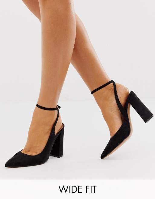 ASOS Wide Fit Priority Platform High Block Heeled Shoes in Black