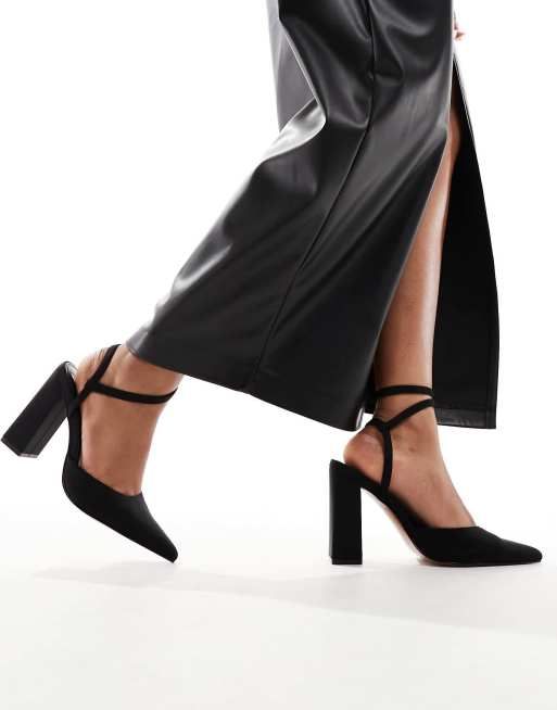 ASOS DESIGN Wide Fit Paige Scarpe nere a pianta larga con tacco alto e largo ASOS