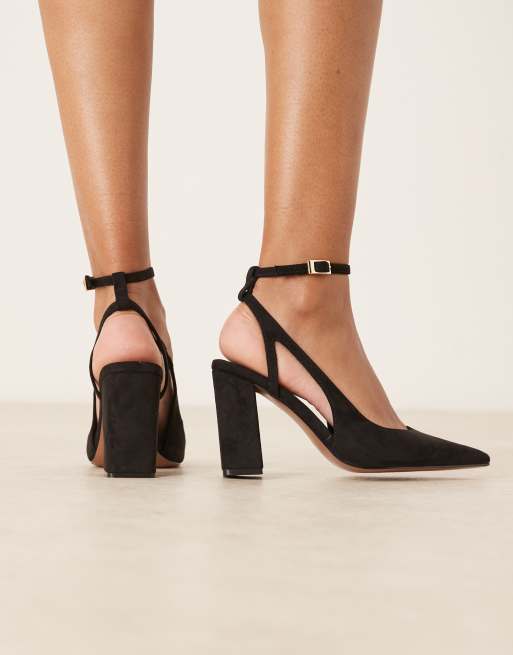 ASOS DESIGN Wide Fit Paisley high block heel shoes in black