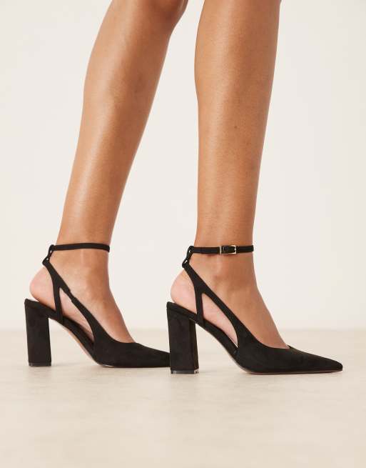 ASOS DESIGN Wide Fit Paisley high block heel shoes in black