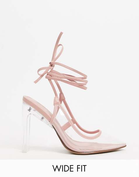 asos wide fit clear heels