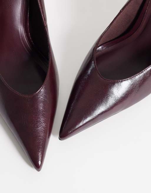 ASOS DESIGN Wide Fit Panda high block heel pumps in burgundy, 2 of 4